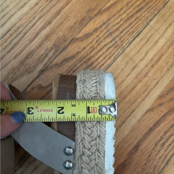 Gray Espadrille Platform Shoes with Ankle Strap - Picture 12 of 12